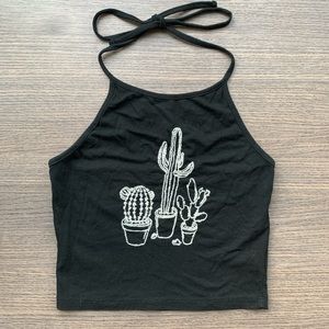 Brandy Melville Black Cactus Halter Top